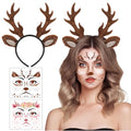 Deer Antlers Headband & Face Tattoos Set for Christmas Costume