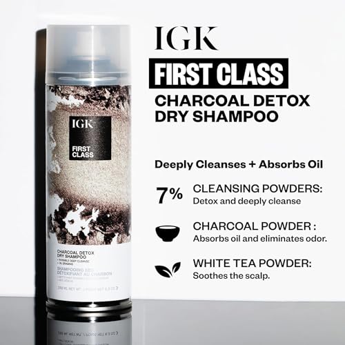 IGK First Class Charcoal Detox Dry Shampoo for Oily Hair, 6.3 oz