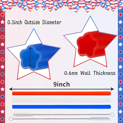 USA 250th Anniversary Star Straws 30-Pack Red White Blue