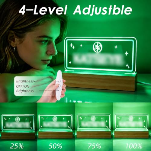 7-Color LED Neon Night Light with USB & Wood Base