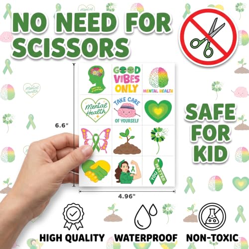96 Pack Positive Mental Health Temporary Tattoos for Kids