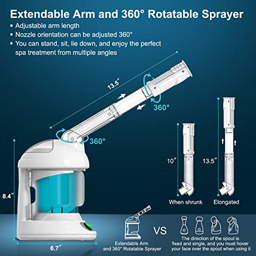 Denfany 2-in-1 Hair & Facial Steamer with 360° Arm