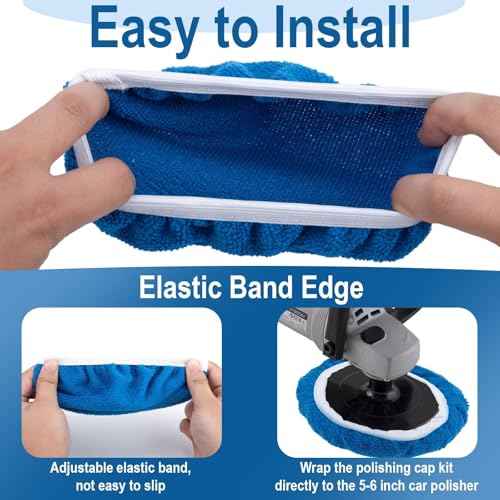 20PCS Car Orbital Buffer Polisher Pad Bonnet Set, 5-6 Inch Polishing Buffing Pads Bonnet Buffing Pad Cover, Microfiber Buffer Pads, Polisher Pads, Car Accessories for Polishing, Waxing and Cleaning
