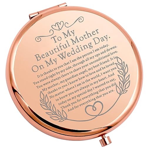WSNANG Mother of The Bride Makeup Mirror to My Mother Compact Mirror Gifts for Mom Sentimental Gifts Wedding Keepsake Gift (to Mother Mirror)