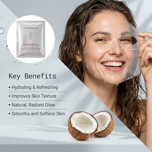 Red Ginseng Bio Cellulose Face Mask - Deep Hydrating Sheet Mask with Honeysuckle & Cica - Soothing Korean Skincare for Glowing Skin - 5 Count Box