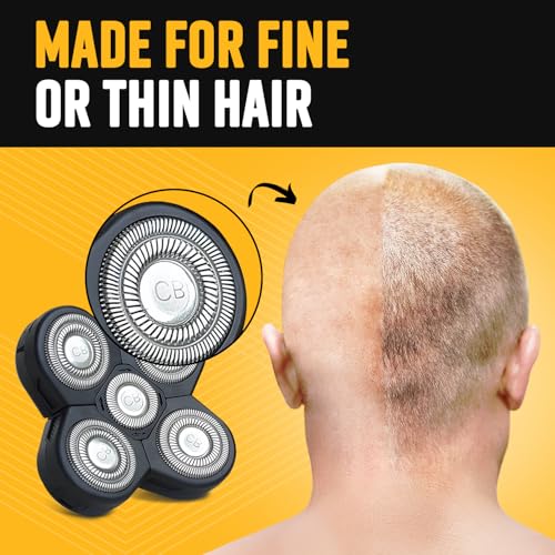 Replacement Shaver Head, Universal Rotary Wet & Dry 5-Blade Head for Coarse Hair, Skull, Face, Body, Arms, Legs, Back, Chest, 1 Unit, The Cut Buddy (Pack of 2)