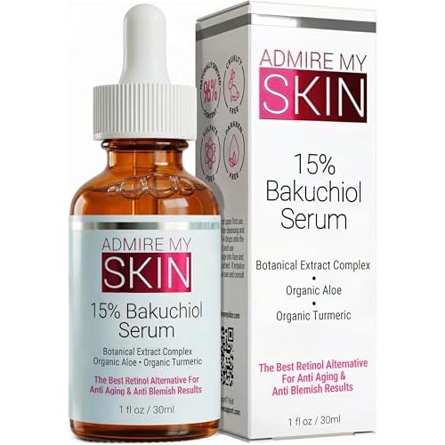 Admire My Skin Bakuchiol Serum Natural Retinol Serum Alternative for Face ? Anti Blemish Anti Aging Facial Serum Contains Organic Aloe + Turmeric 1oz