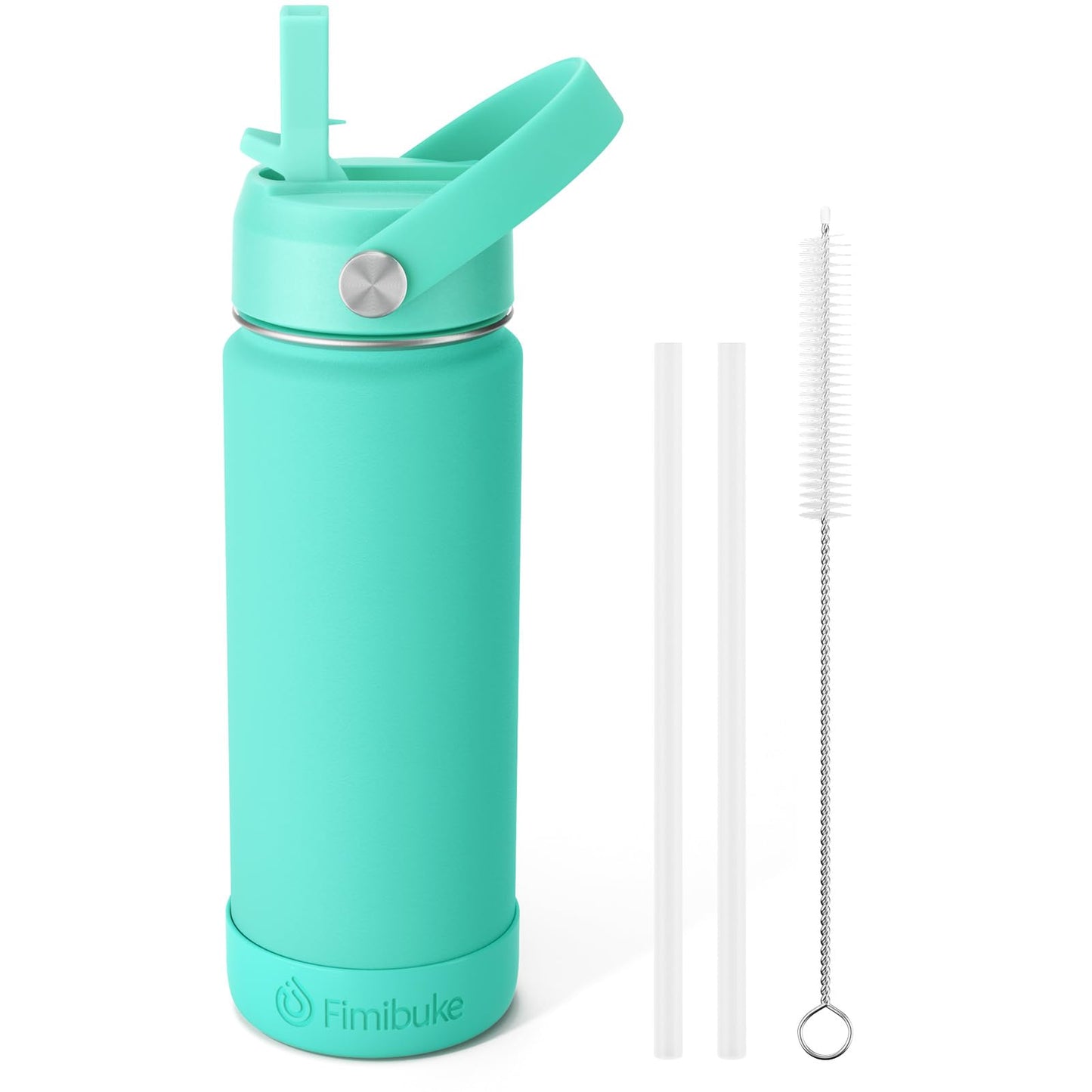 Fimibuke Kids Insulated Water Bottle - 18oz BPA-FREE 18/8 Stainless Steel Kids Cup with Straw Travel Tumbler Double Wall Vacuum Leak Proof Toddler Water Bottle for School Boys Girls(1 Pack, Turquoise)