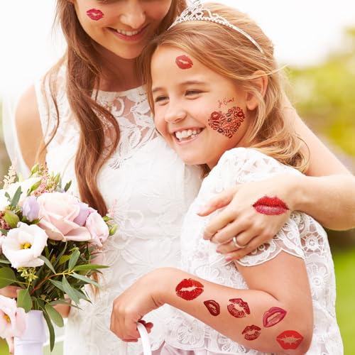 Kiss Lips Temporary Tattoo Stickers – 4-Pack, 200+ Designs