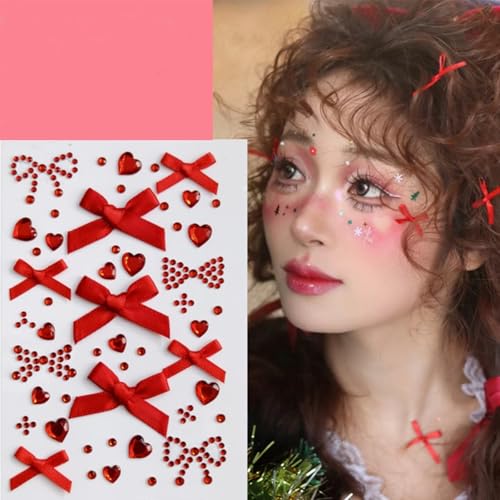 Valentine's Day Face Gems Rhinestone Temporary Tattoo Sticker Set