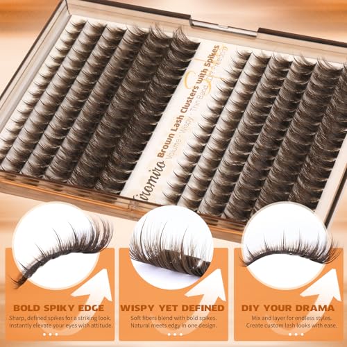 Kiromiro Brown Lash Clusters 10-20mm Wispy DIY Eyelashes