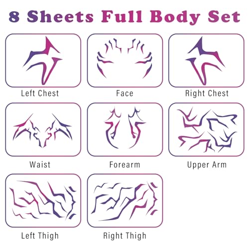 Rumi Cosplay Tattoos 8-Sheet Set Pink Purple Gradient Waterproof