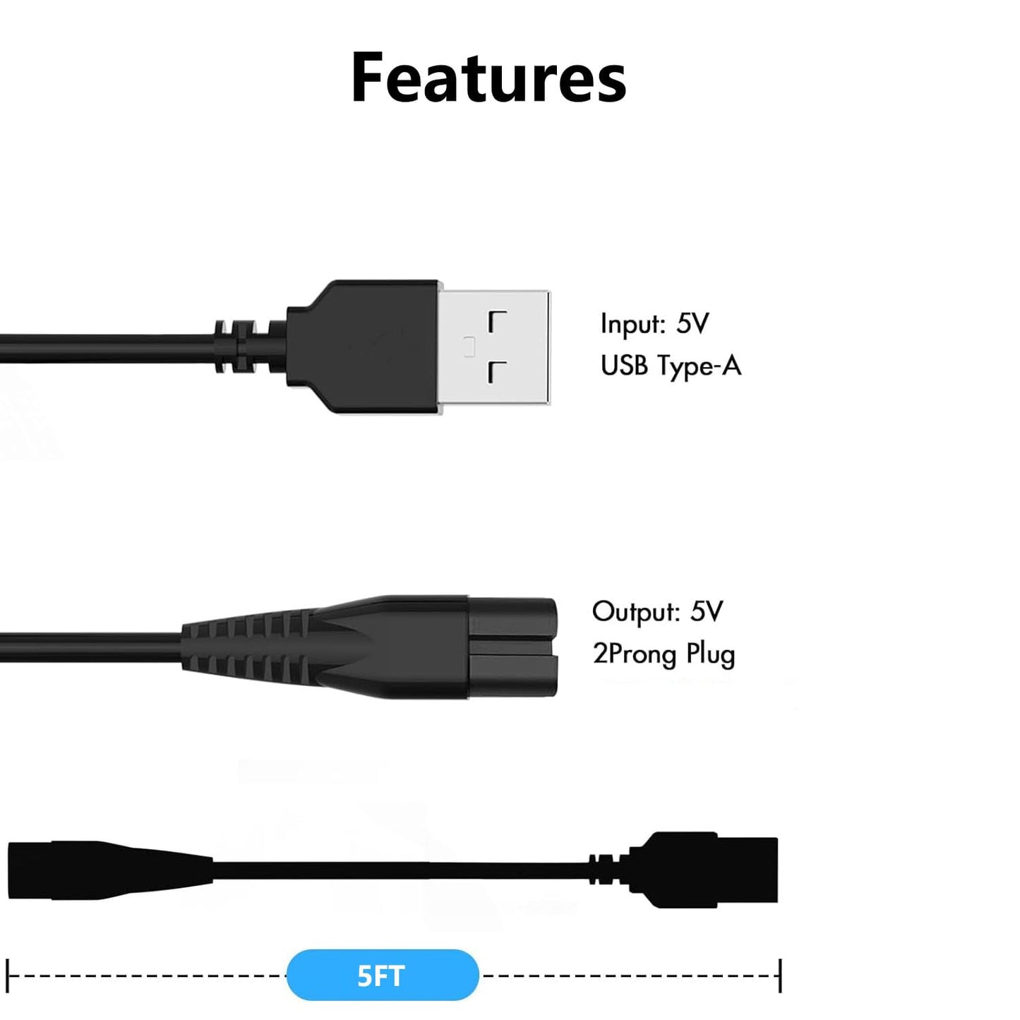 Gaolaoz for Beard Club Charger Charging Cable Compatible with Beard Club PT45 Beard Trimmer Charger Cord