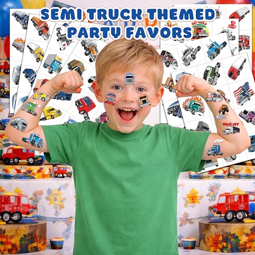 96 Piece Semi Truck Temporary Tattoos for Kids