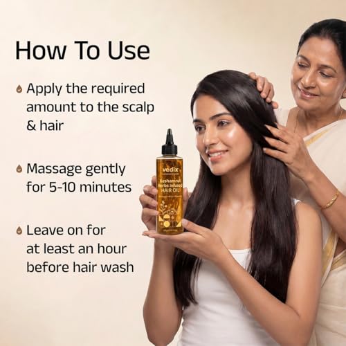 Vedix Ayurvedic Hair Oil with Bhringraj, Amla & Rosemary - 200ml