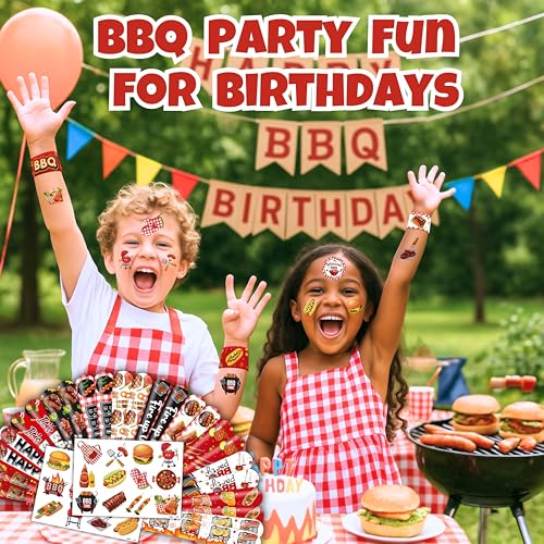 48-Piece BBQ Party Favor Set - Tattoos & Slap Bracelets