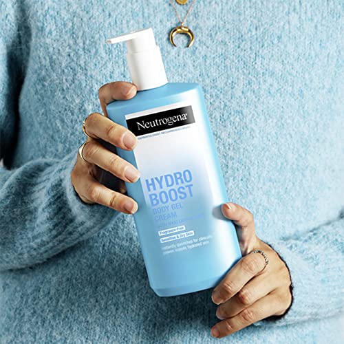 Neutrogena Hydro Boost Body Gel Cream,Hydrating Body Lotion with Hyaluronic Acid for Sensitive Skin,Fragrance-Free Hyaluronic Acid Moisturizer,16 oz,(Pack of 4)