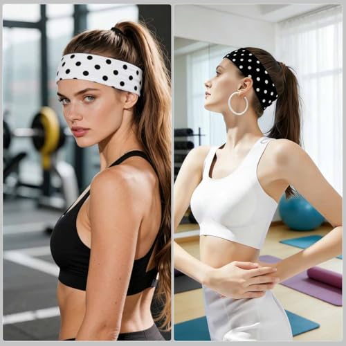 6-Pack Polka Dot Headbands for Women - Soft Elastic Hair Accessories