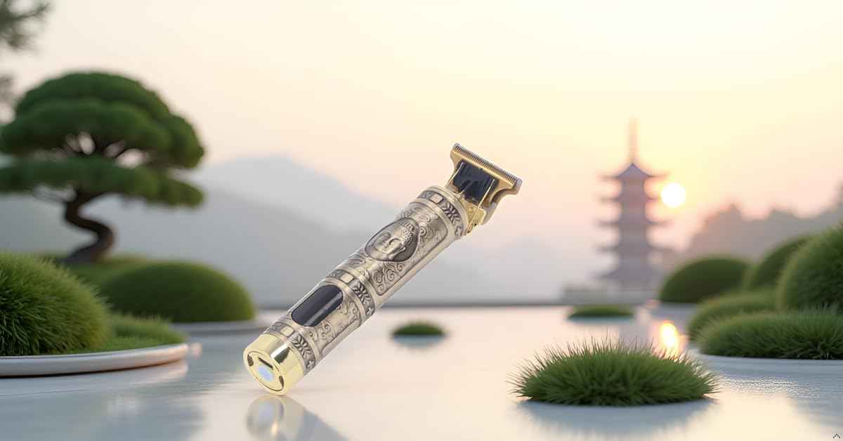 Alomejor Detail Beard Trimmer, Non Slip Frame Washable Blade Professional Hair Trimmer T Blade for Mens Gifts (Buddha Head)