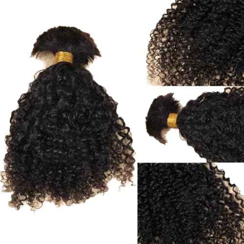 Afro Kinky Bulk Human Braiding Hair 100% Unprocessed Brazilian Virgin Human Hair Extensions Micro Kinky Curly Braids Hair Braids Double Drown Full End Bulk Hair 18 Inch 100g