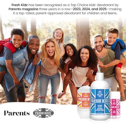 Fresh Kidz Deodorant Stick for Kids and Teens - Baking Soda and Aluminum-free 24 Hour Protection for Sensitive Skin - Boys "Blue", 2.65 oz / 75 g