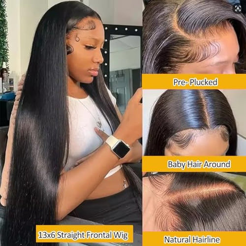 13x6 Lace Front Wig 24 Inch Straight Human Hair Pre Plucked