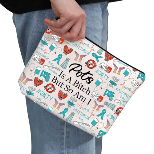 G2TUP POTS Inspired Gift - Makeup Bag, Awareness Cosmetic Bag, POTS Syndrome Fighter Gift