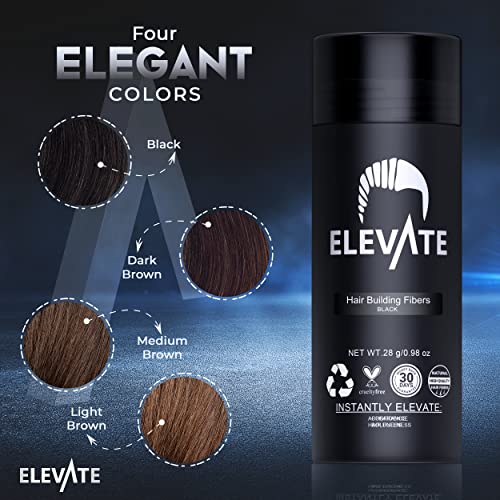 Elevate Black Hair Fibers - Instant Hair Thickener & Concealer 28g