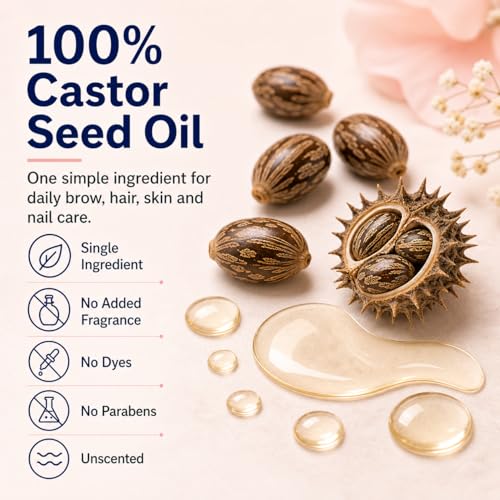 Castor Oil Roll-On with Rose Quartz Roller, 1.7 oz