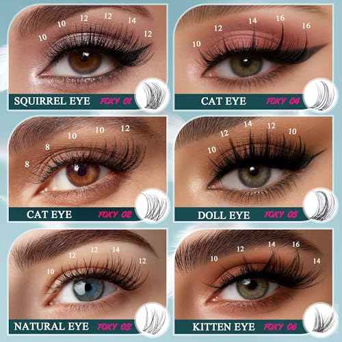 Vasa Muse Premium Lash Clusters Kit - 10-16mm Wispy Natural & Fairy Spiky WideSpan Individual Eyelash Clusters 0.05mm Ultra-thin Invisible band Eyelash Extension Kit with Bond Seal for Starter DIY