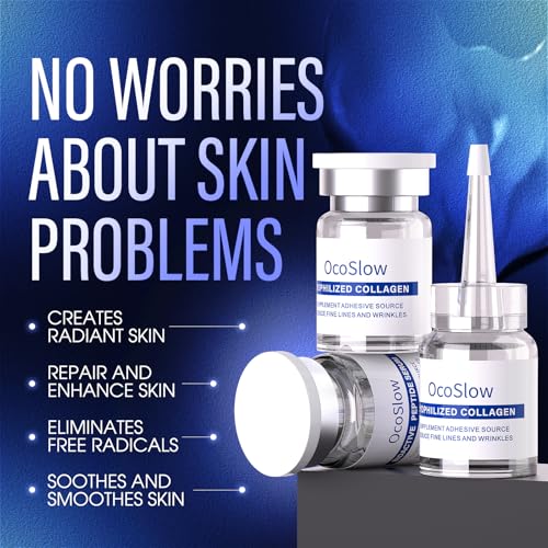 Freeze Dried Collagen for Face, Anti-Wrinkle Freeze Dried Nano Silk Collagen, Stem Cell Serum, Instant Face and Eye Lift (1set)