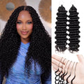Feather Crochet Human Hair 18" Deep Wave Extensions #1B Black
