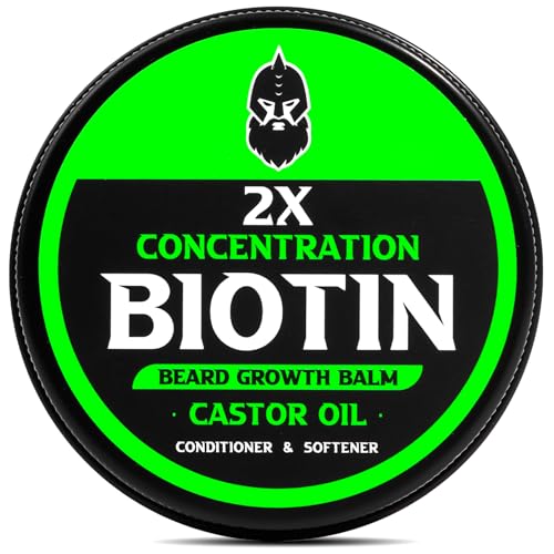 Beard Balm, 2X Thickening Biotin, with Castor Oil and Argan & Jojoba Oils, Promotes Beard Growth, Styles, Strengthens & Softens Beards & Mustaches, 2 Ounce, Vanilla, Cedar, Orange | Thickening, moisturizing, softening, Conditioning, Thickening
