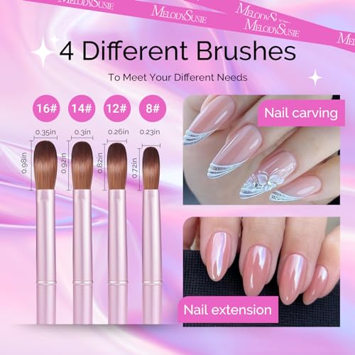 Rose Gold MelodySusie 4-Piece Acrylic Nail Brush Set for Nail Art