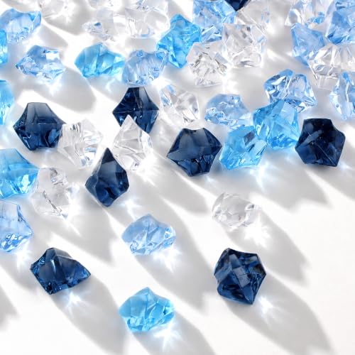 160 Mixed Blue Acrylic Fake Ice Rocks - Decorative Vase Filler