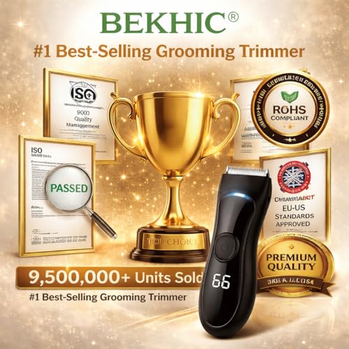 Bekhic¢ç Manscape Groin & Body Hair Trimmer for Men ? Waterproof Pubic Hair Shaver & Ball Groomer with LED Light ? No-Nick Ceramic Blade, 90-Min Runtime, Cordless Wet/Dry Clipper for Sensitive Skin