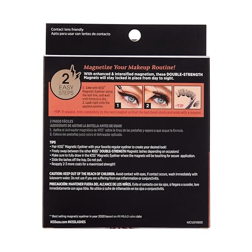 KISS Magnetic Eyelashes 3 Pair Kit, 16 Hour Wear, Reusable