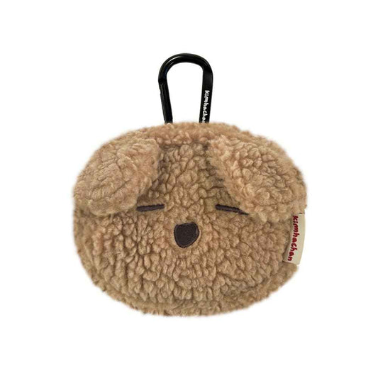 kimhachan Pluffy Character Pouch with Carabiner | Cute Mini Accessory Bag Pocket Organizer for Women Makeup Organizer Case (Umahji (Brown))
