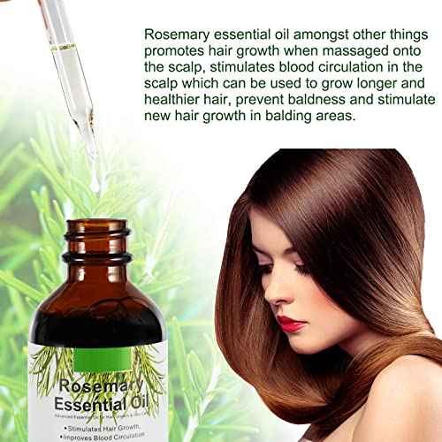 Rosemary Oil for Hair Growth, Natural Essential Oil with Aromatic Experience, Organic Pure Rosemary Essential Oil for Beard Growth, Eyelash Care, Nourishes the Scalp, Skin Care - 2.02 Fl Oz