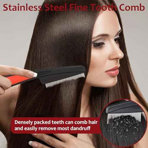 Dandruff Comb, 2 Pcs Scalp Sweep Detoxing Hair brush Set for Dandruff Removal, Scalp Build Up Remover and Stainless Steel Fine Tooth Comb for Scalp Massage Combs
