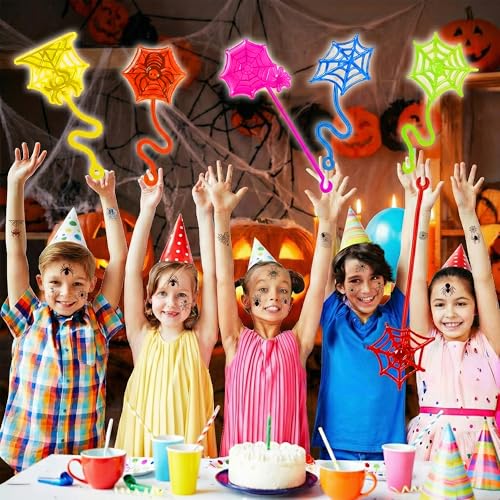 48 PC Spider Web Party Favors - Sticky Hands & Tattoos