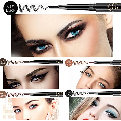 Niceface Eyebrow Pencil Gray #5 Double-Ended Precision Waterproof, Cruelty-Free