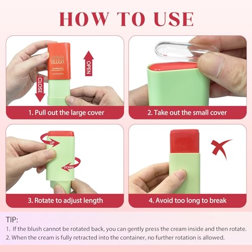 Cream Blush Stick for Cheeks - Waterproof & Long-Lasting