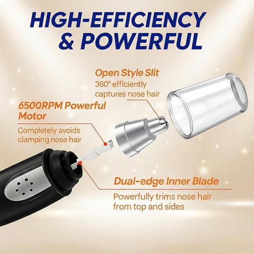Bekhic¢ç Ear and Nose Hair Trimmer Clipper - 2025 Professional Painless Eyebrow & Facial Hair Trimmer for Men Women, Battery Operated Facial & Eyebrow Hair Remover, Dual-Edge Blades, Painless Grooming