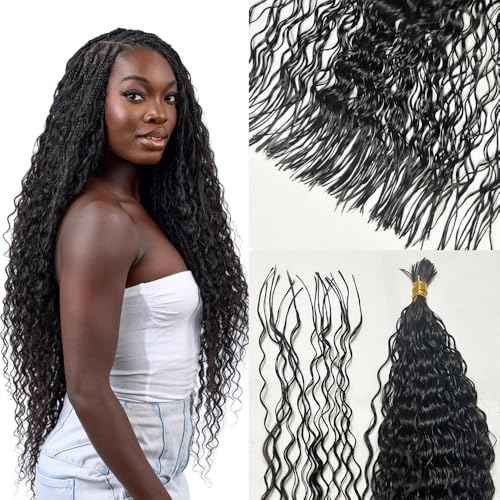 Pre-Divided Curly Bulk Human Hair For Boho Braids Loose Deep Wave Bulk Human Hair For Braiding Double Drawn Extensions (320 Roots)16inch/100g