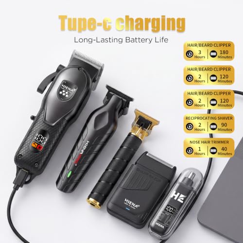Professional Cordless Hair Clippers & Trimmer Kit for Men, Beard & Nose Grooming