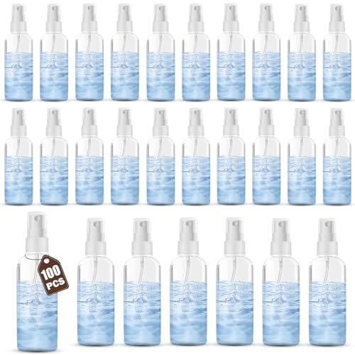 100PCS 2oz/60ml Small Spray Bottle, Clear Fine Mist Spray Bottle Mini Empty Hair Spray Bottle, Plastic Refillable Cosmetic Containers for Plants, Cleaning, Misting & Skin Care
