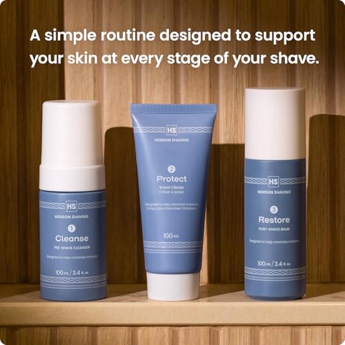 Henson Shaving Skin Care Combo ? 3-Step Shaving Kit for Men with Cleanser, Shaving Cream & Post-Shave Balm ? Gentle Grooming Kit for Smooth, Irritation-Free Shaves ? 3.4 oz Each