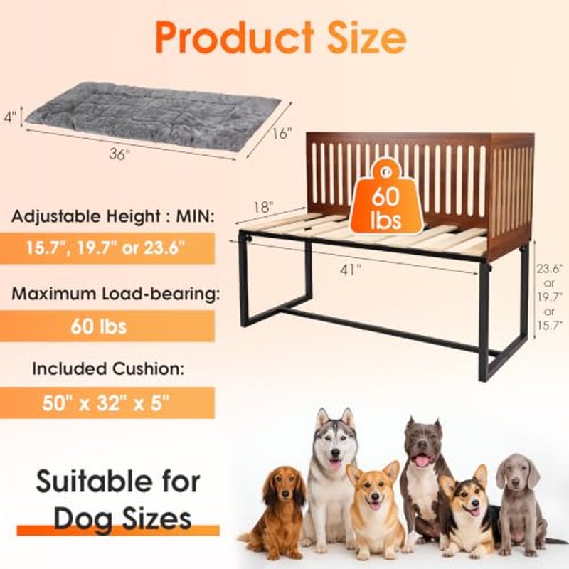 Adjustable Height Bedside Dog Bed for Small to Medium Dogs - TIEBOLA