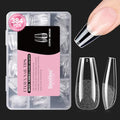 Beetles Coffin Medium Nail Tips 384pcs - Pre-Etched, No Shaping Needed, 12 Sizes